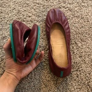 Tieks Maroon Burgundy Red Leather Foldable Ballet Flats
